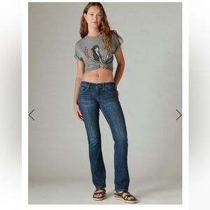 Lucky Brand Mid Rise Sweet Boot Ankle Jean Med Blue Wash Stretch Denim Size 6/28